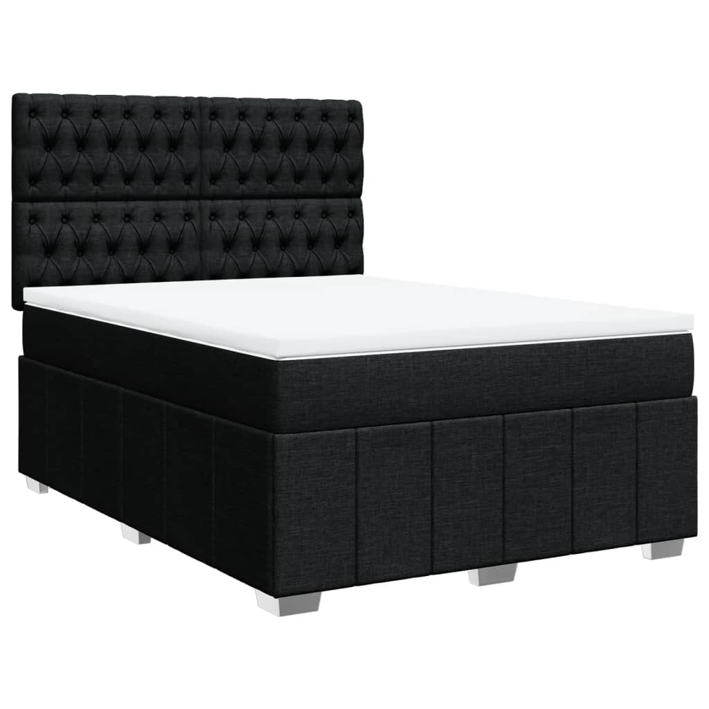 Sommier à lattes de lit avec matelas Noir 140x190 cm Tissu - XIOS