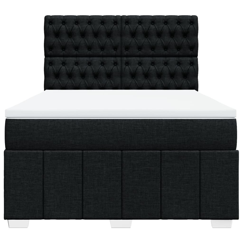 Sommier à lattes de lit avec matelas Noir 140x190 cm Tissu - XIOS