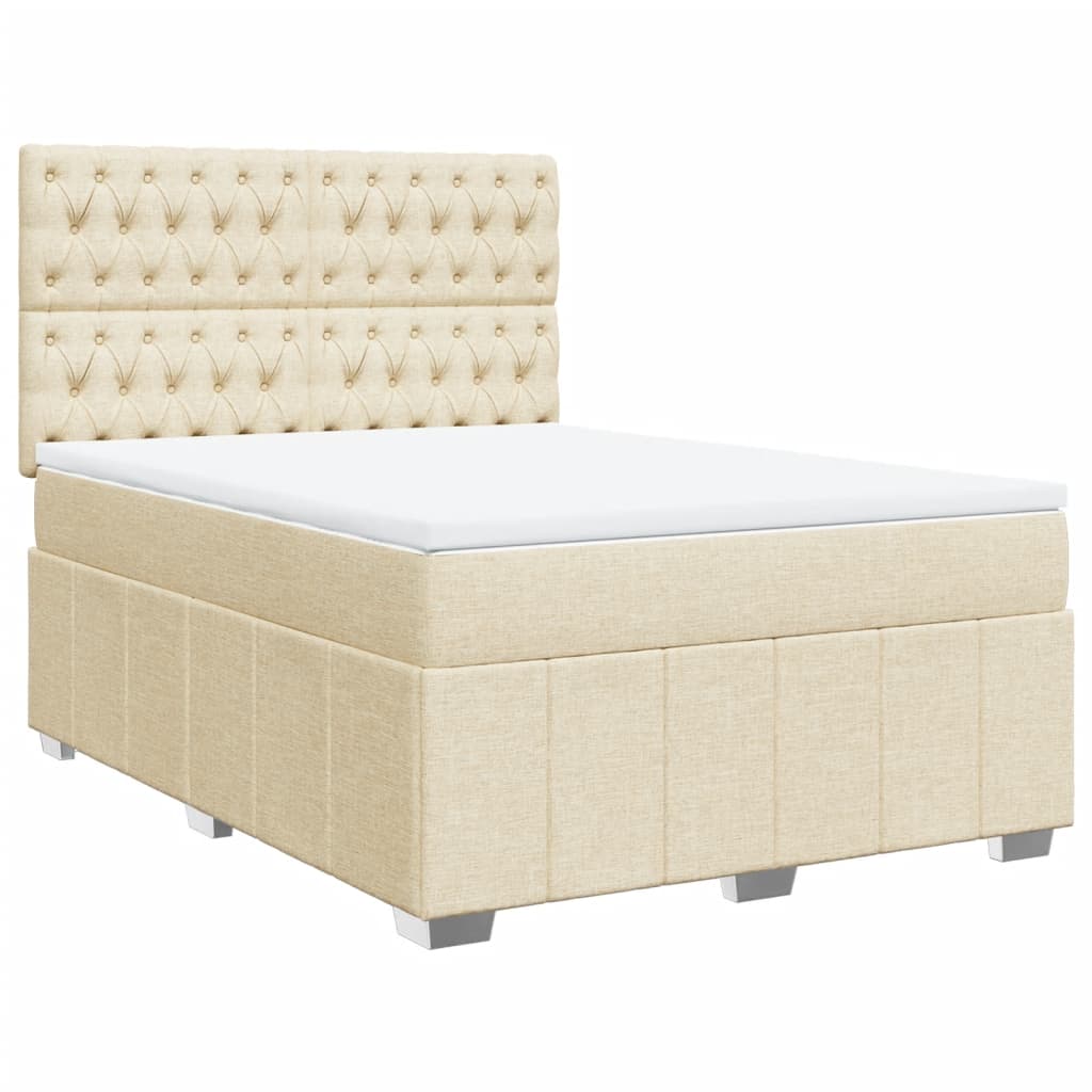 Sommier à lattes de lit avec matelas Crème 140x190 cm Tissu - XIOS