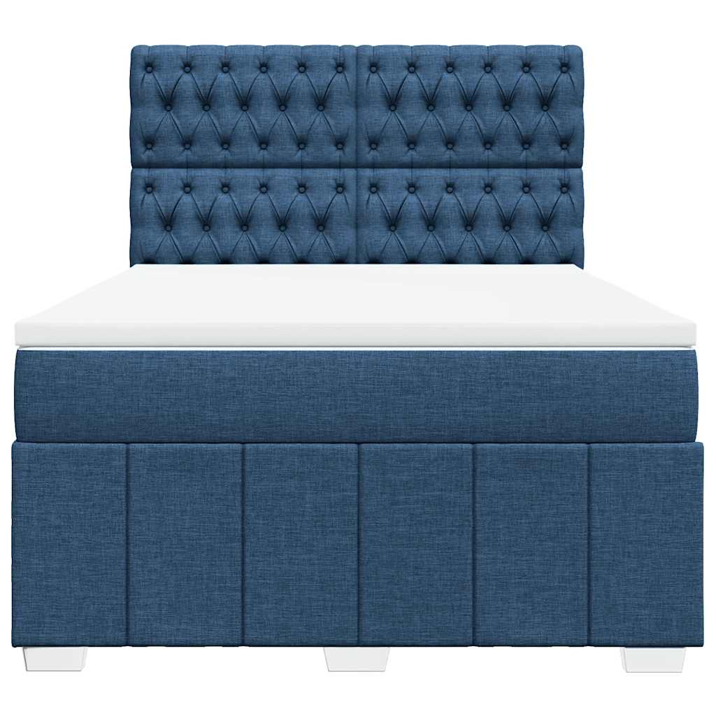 Sommier à lattes de lit avec matelas Bleu 140x190 cm Tissu - XIOS