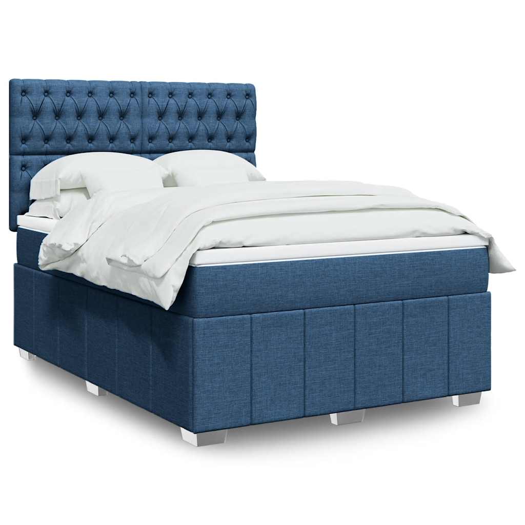 Sommier à lattes de lit avec matelas Bleu 140x190 cm Tissu - XIOS