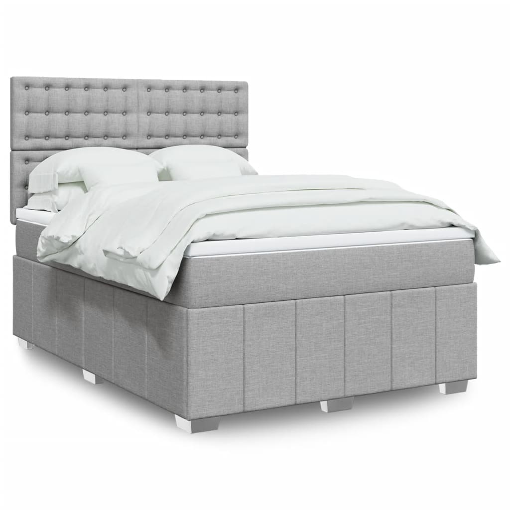 Sommier à lattes de lit avec matelas Gris clair 140x190cm Tissu - XIOS