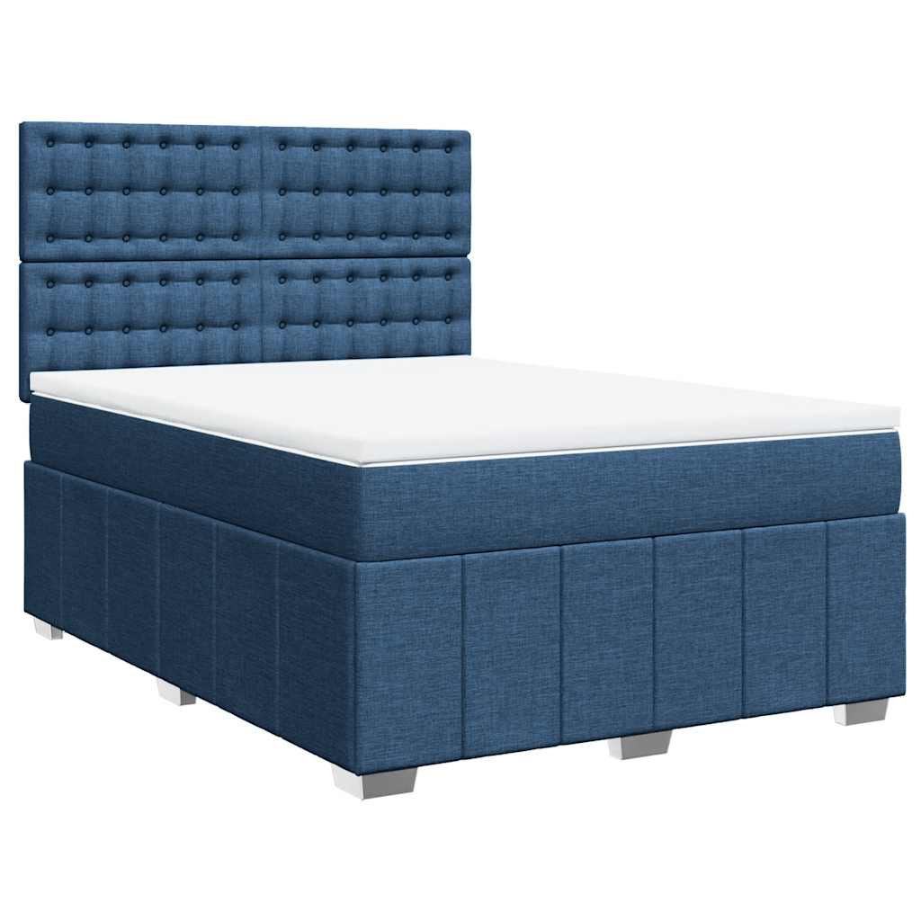 Sommier à lattes de lit avec matelas Bleu 140x190 cm Tissu - XIOS