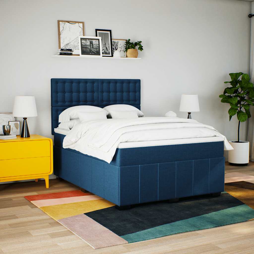 Sommier à lattes de lit avec matelas Bleu 140x190 cm Tissu - XIOS