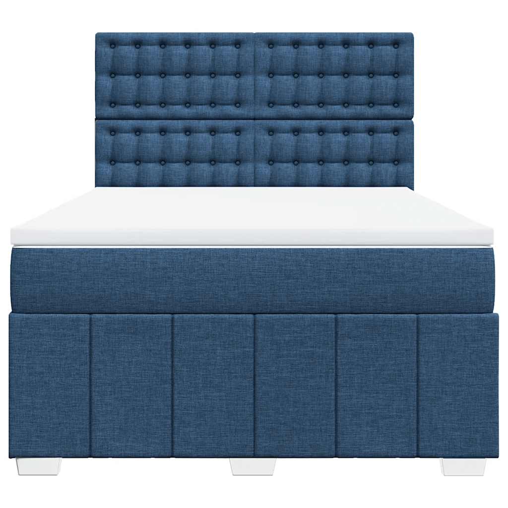 Sommier à lattes de lit avec matelas Bleu 140x190 cm Tissu - XIOS