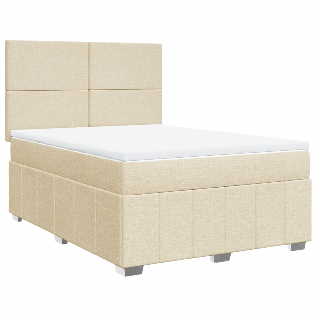 Sommier à lattes de lit avec matelas Crème 140x200 cm Tissu - XIOS