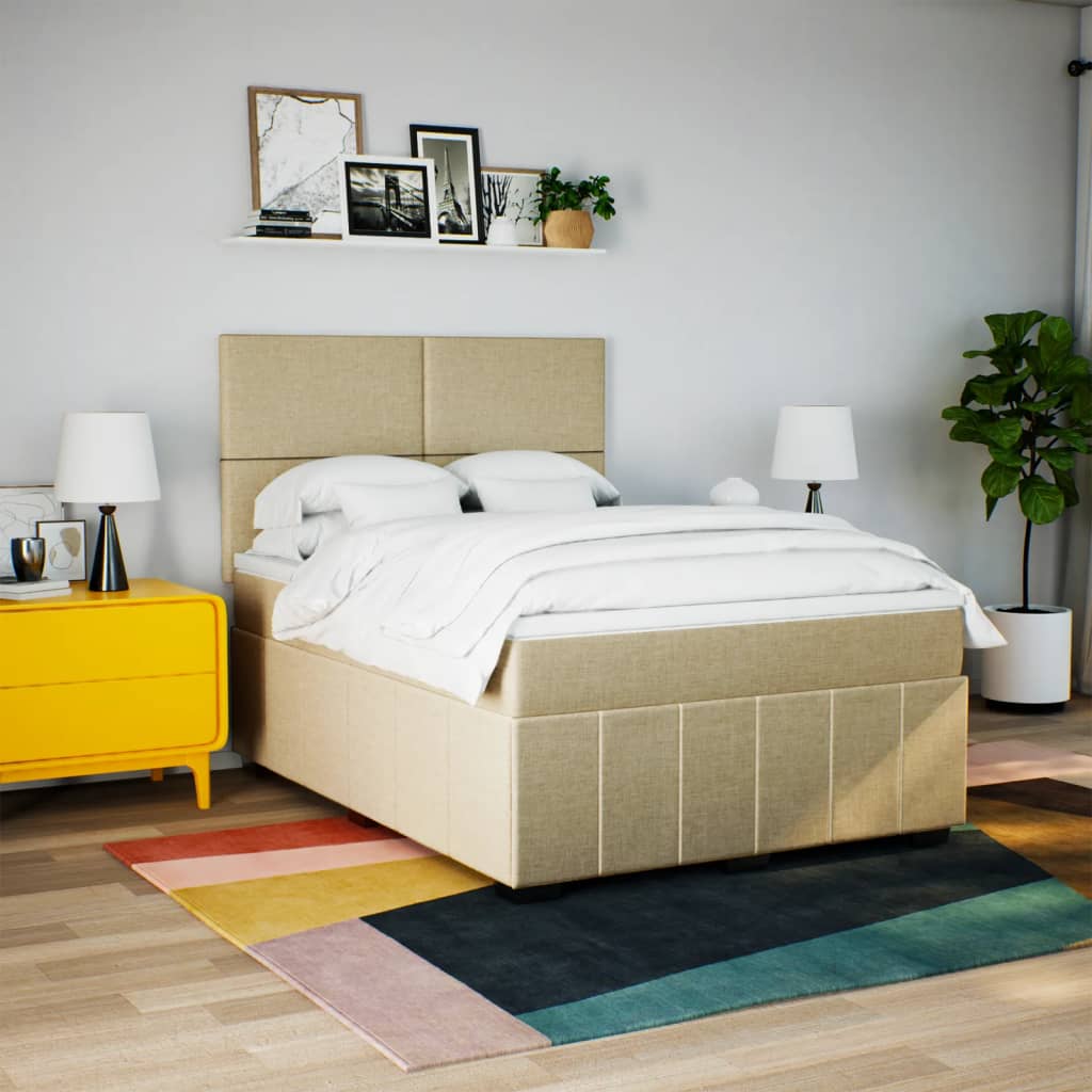 Sommier à lattes de lit avec matelas Crème 140x200 cm Tissu - XIOS