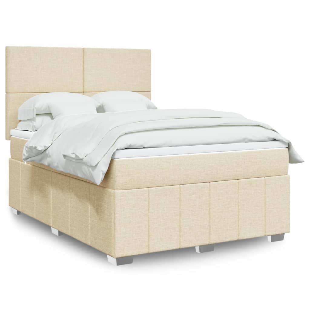Sommier à lattes de lit avec matelas Crème 140x200 cm Tissu - XIOS