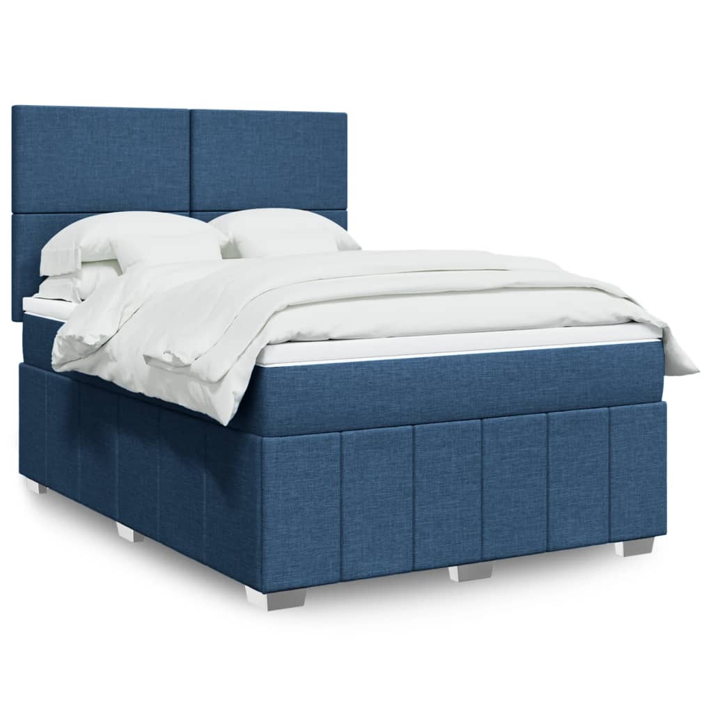 Sommier à lattes de lit avec matelas Bleu 140x200 cm Tissu - XIOS