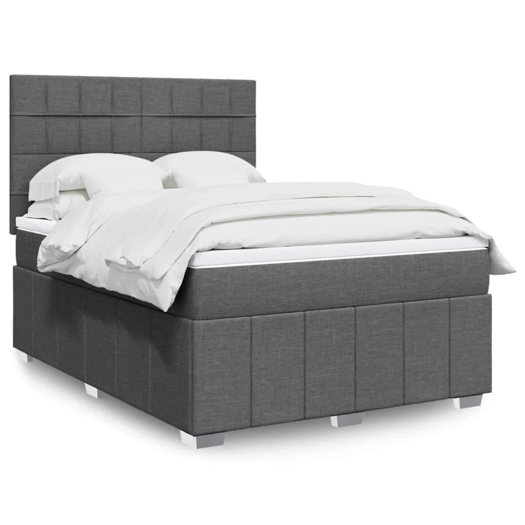 Sommier à lattes de lit avec matelas Gris foncé 140x200cm Tissu - XIOS