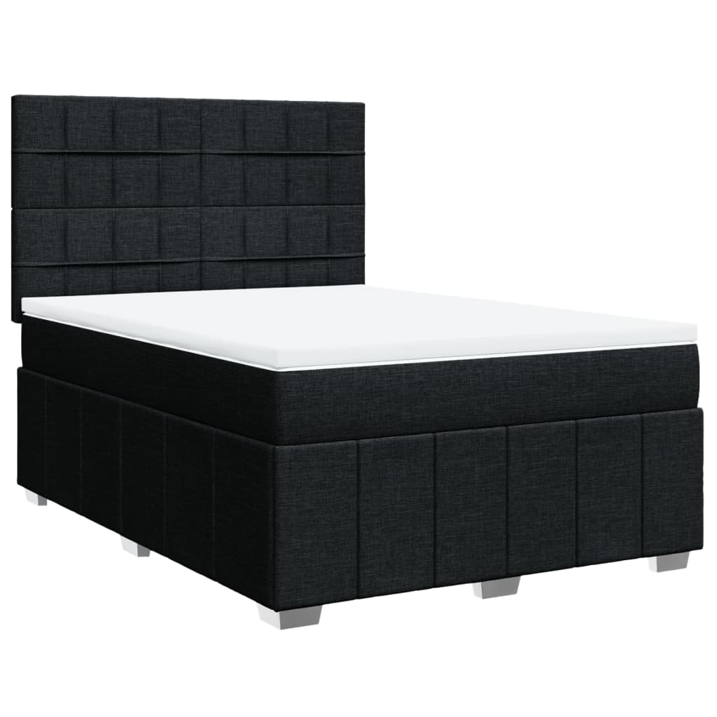 Sommier à lattes de lit avec matelas Noir 140x200 cm Tissu - XIOS