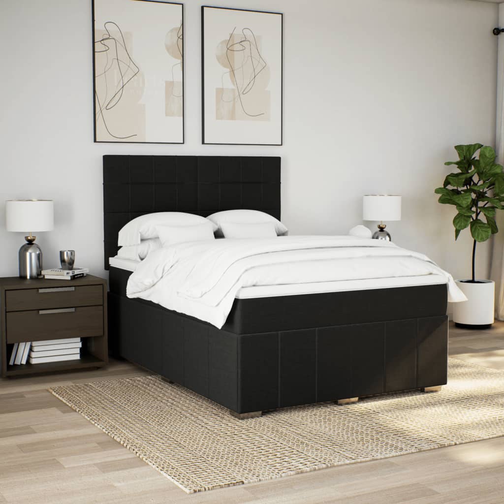 Sommier à lattes de lit avec matelas Noir 140x200 cm Tissu - XIOS