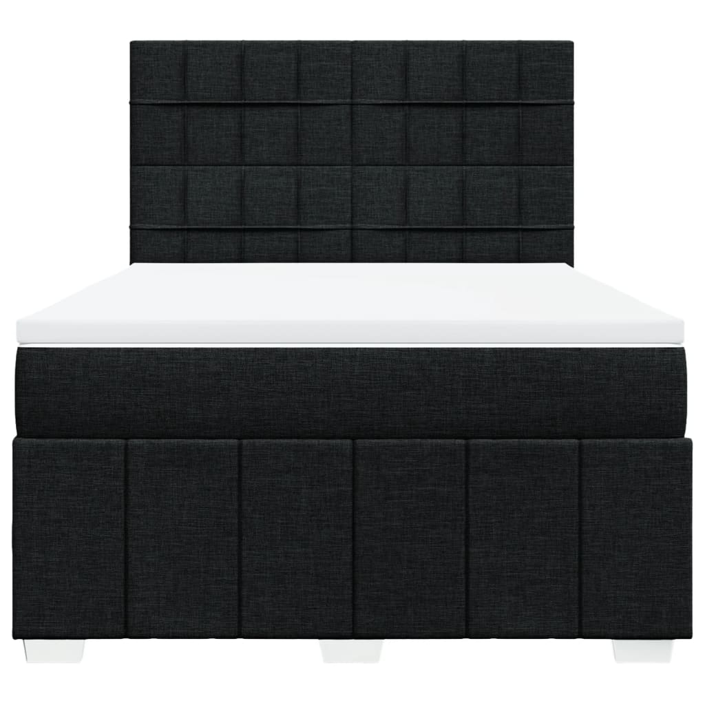 Sommier à lattes de lit avec matelas Noir 140x200 cm Tissu - XIOS