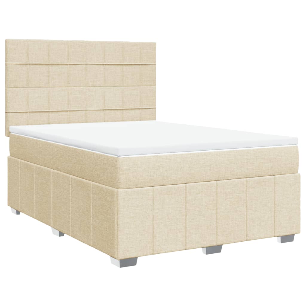 Sommier à lattes de lit avec matelas Crème 140x200 cm Tissu - XIOS