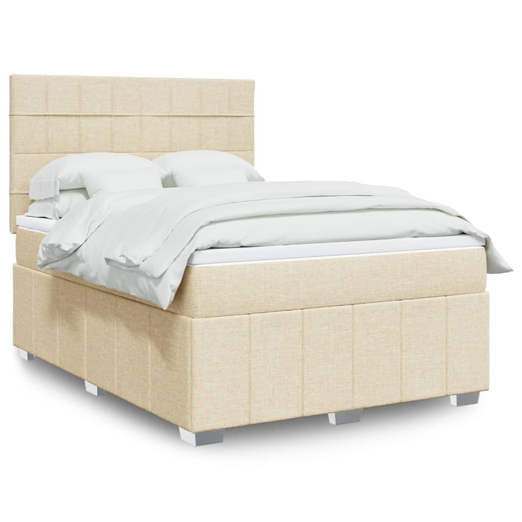Sommier à lattes de lit avec matelas Crème 140x200 cm Tissu - XIOS
