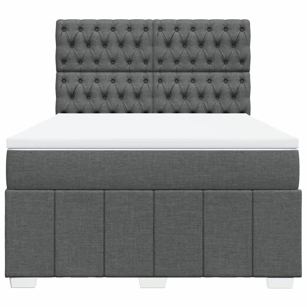 Sommier à lattes de lit avec matelas Gris foncé 140x200cm Tissu - XIOS