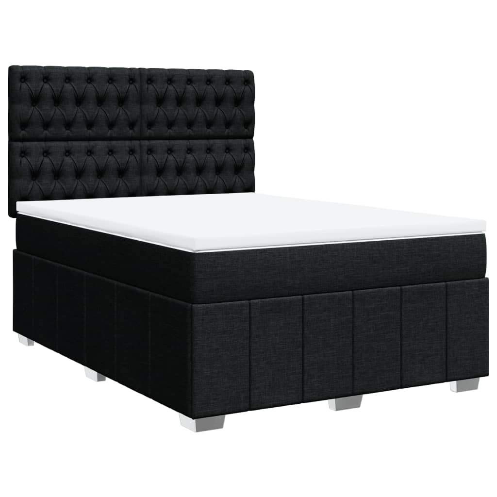 Sommier à lattes de lit avec matelas Noir 140x200 cm Tissu - XIOS