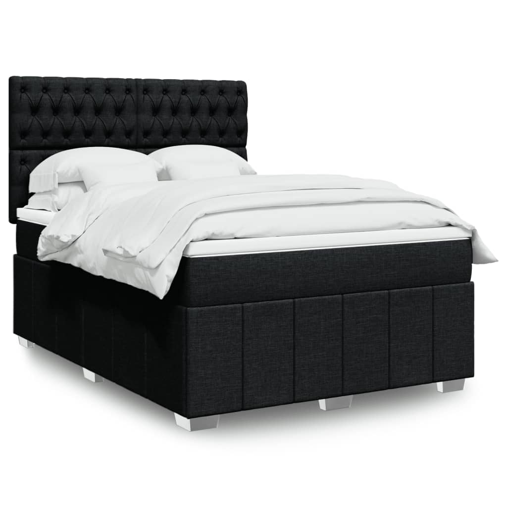 Sommier à lattes de lit avec matelas Noir 140x200 cm Tissu - XIOS