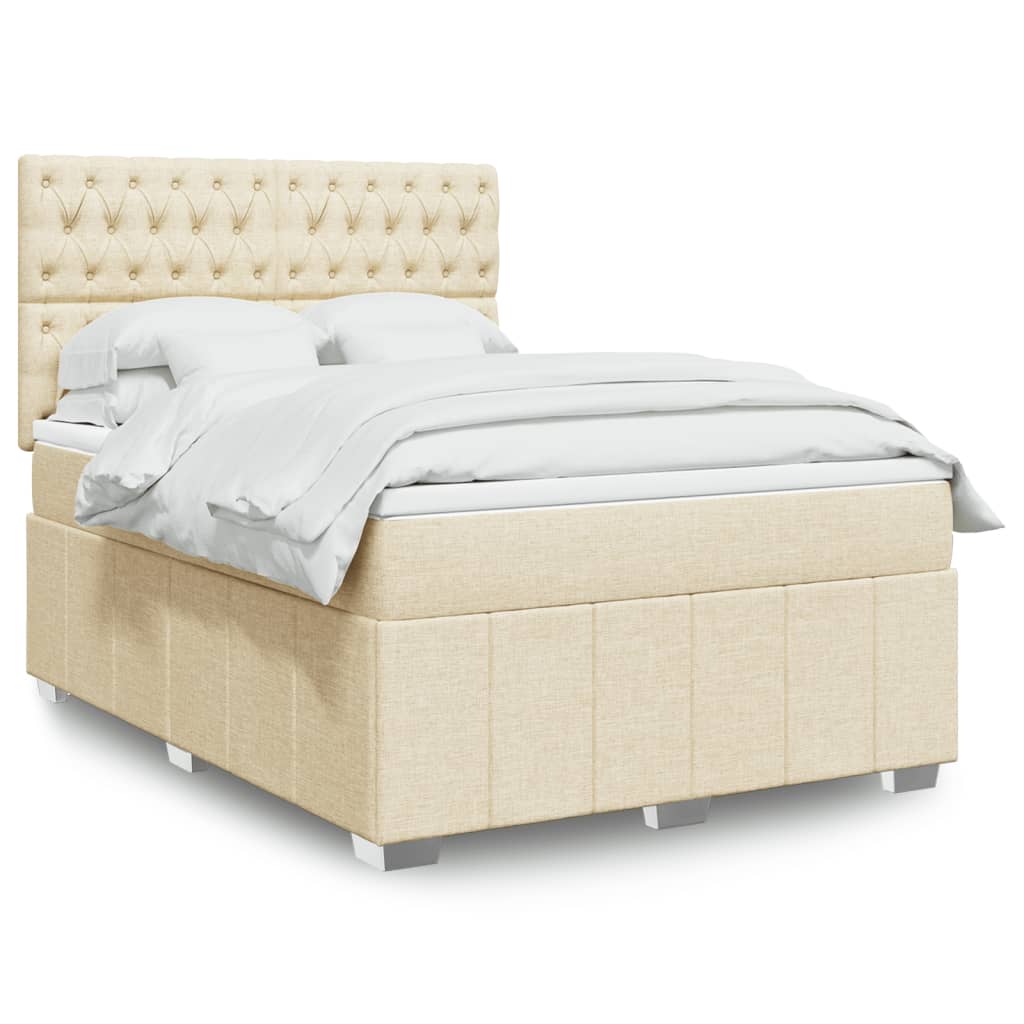 Sommier à lattes de lit avec matelas Crème 140x200 cm Tissu - XIOS