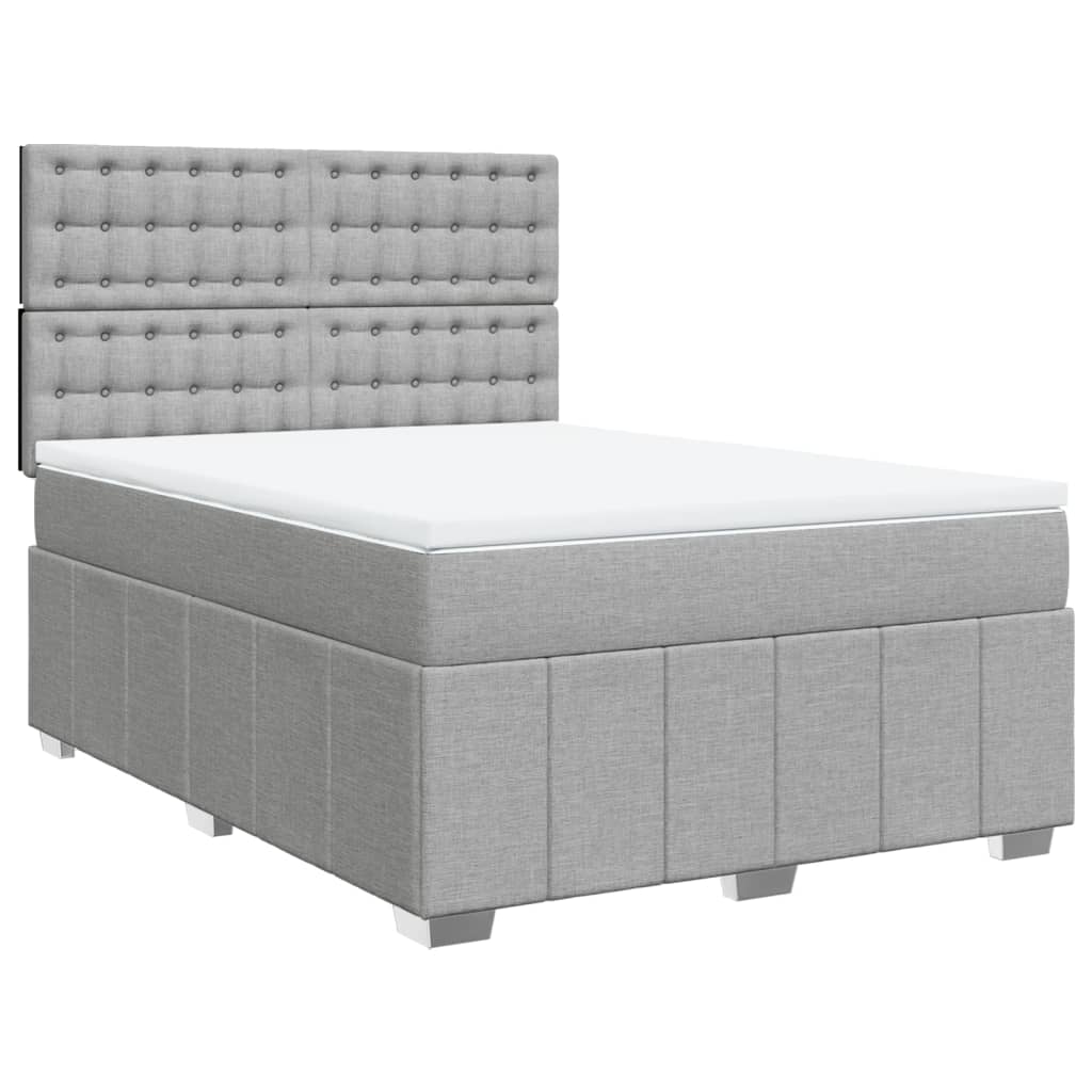 Sommier à lattes de lit avec matelas Gris clair 140x200cm Tissu - XIOS