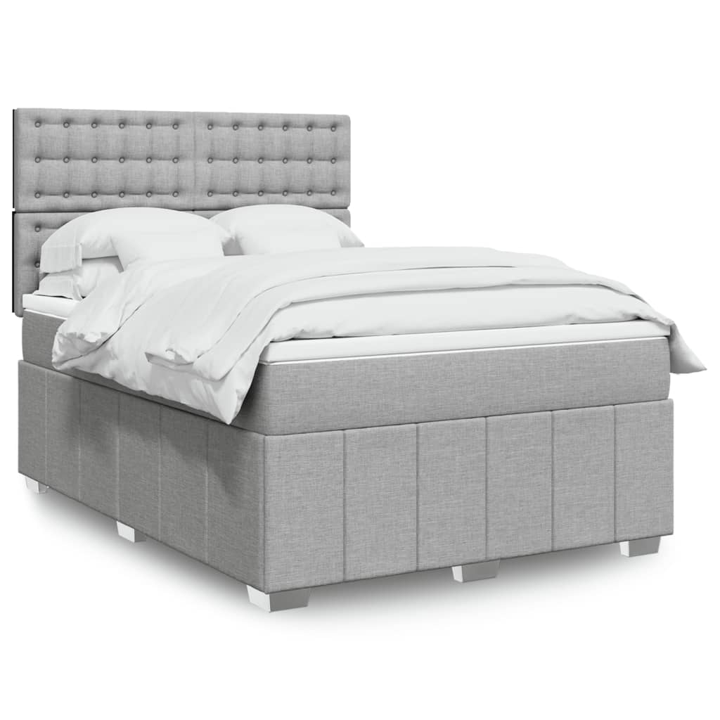 Sommier à lattes de lit avec matelas Gris clair 140x200cm Tissu - XIOS