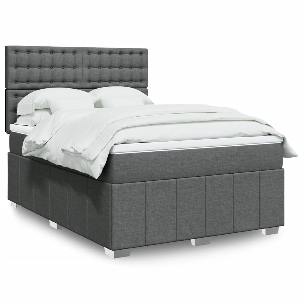 Sommier à lattes de lit avec matelas Gris foncé 140x200cm Tissu - XIOS