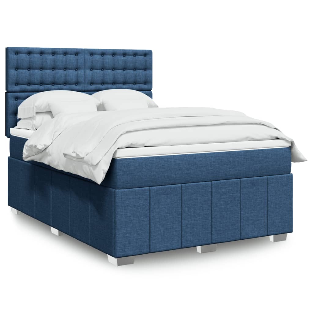 Sommier à lattes de lit avec matelas Bleu 140x200 cm Tissu - XIOS