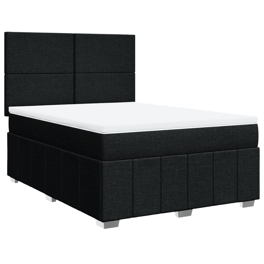 Sommier à lattes de lit avec matelas Noir 160x200 cm Tissu - XIOS