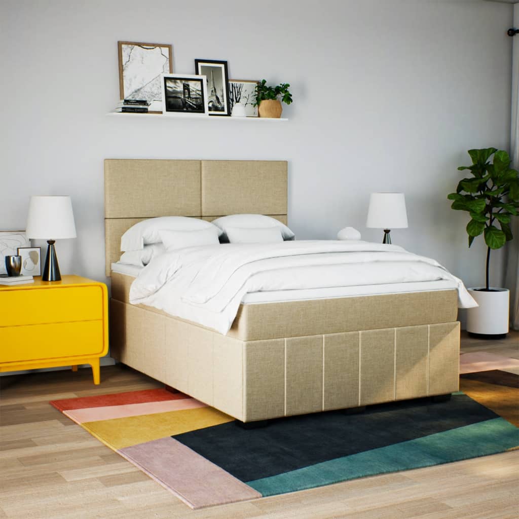 Sommier à lattes de lit avec matelas Crème 160x200 cm Tissu - XIOS