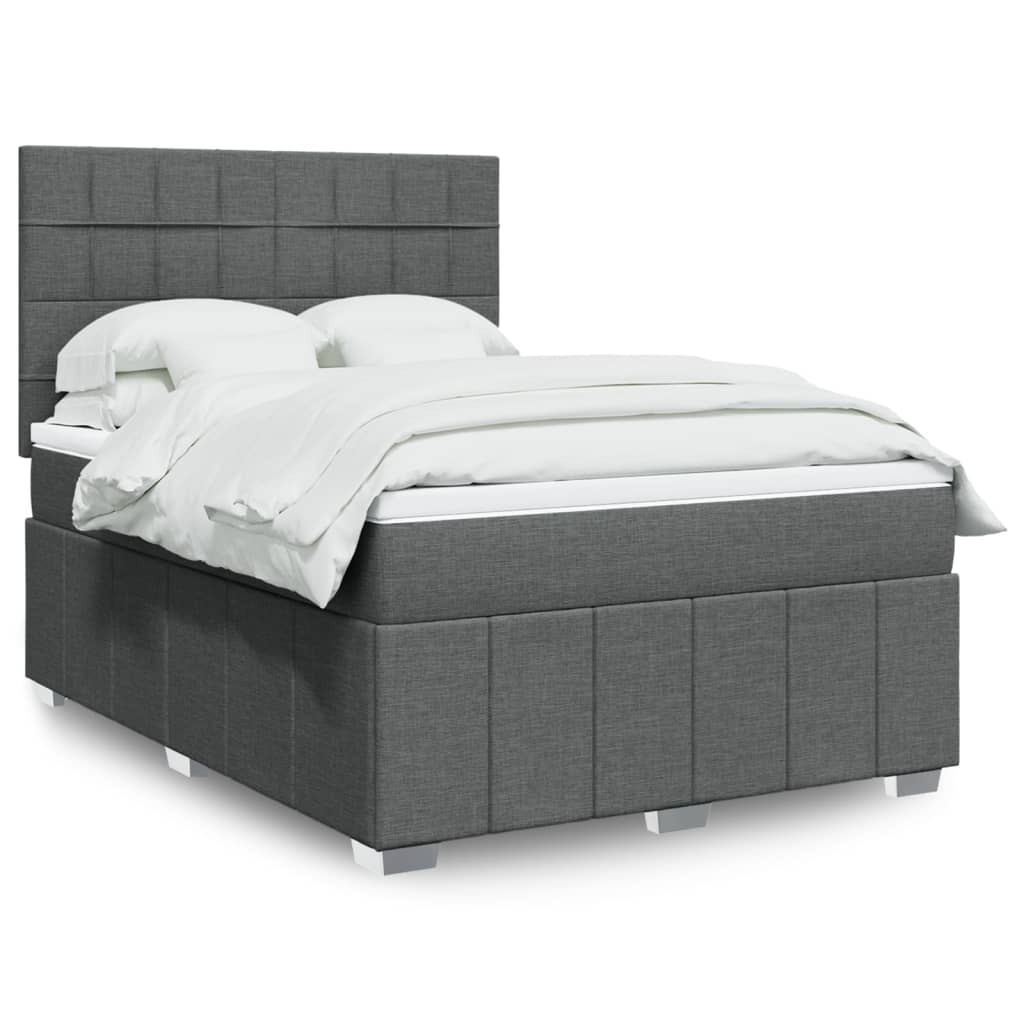 Sommier à lattes de lit avec matelas Gris foncé 160x200cm Tissu - XIOS