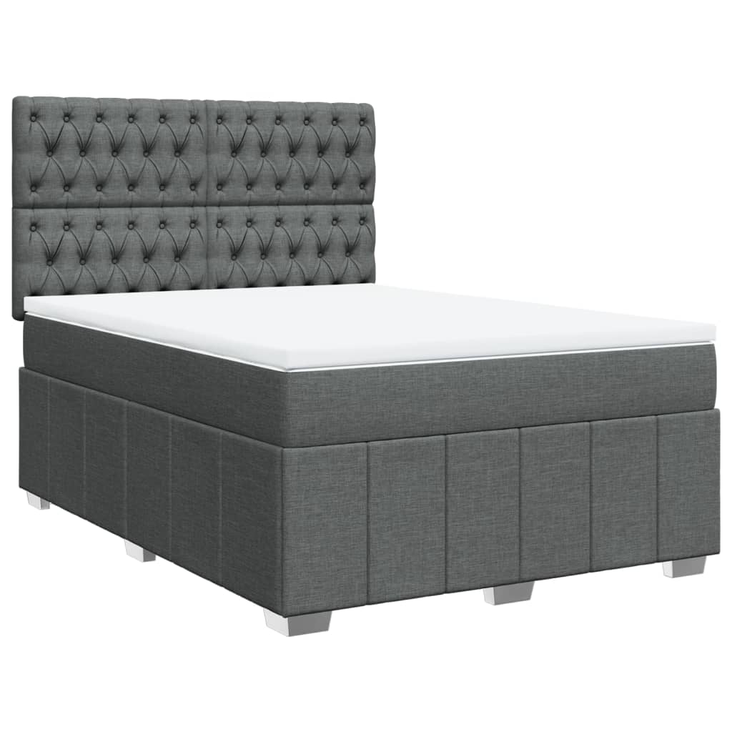 Sommier à lattes de lit avec matelas Gris foncé 160x200cm Tissu - XIOS