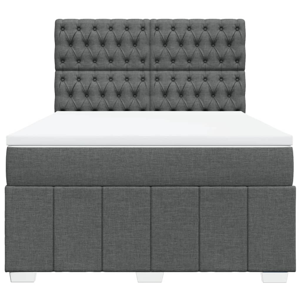 Sommier à lattes de lit avec matelas Gris foncé 160x200cm Tissu - XIOS