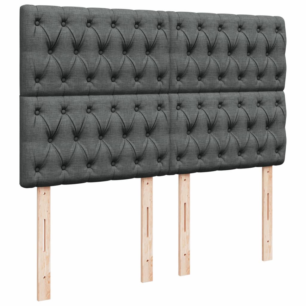 Sommier à lattes de lit avec matelas Gris foncé 160x200cm Tissu - XIOS
