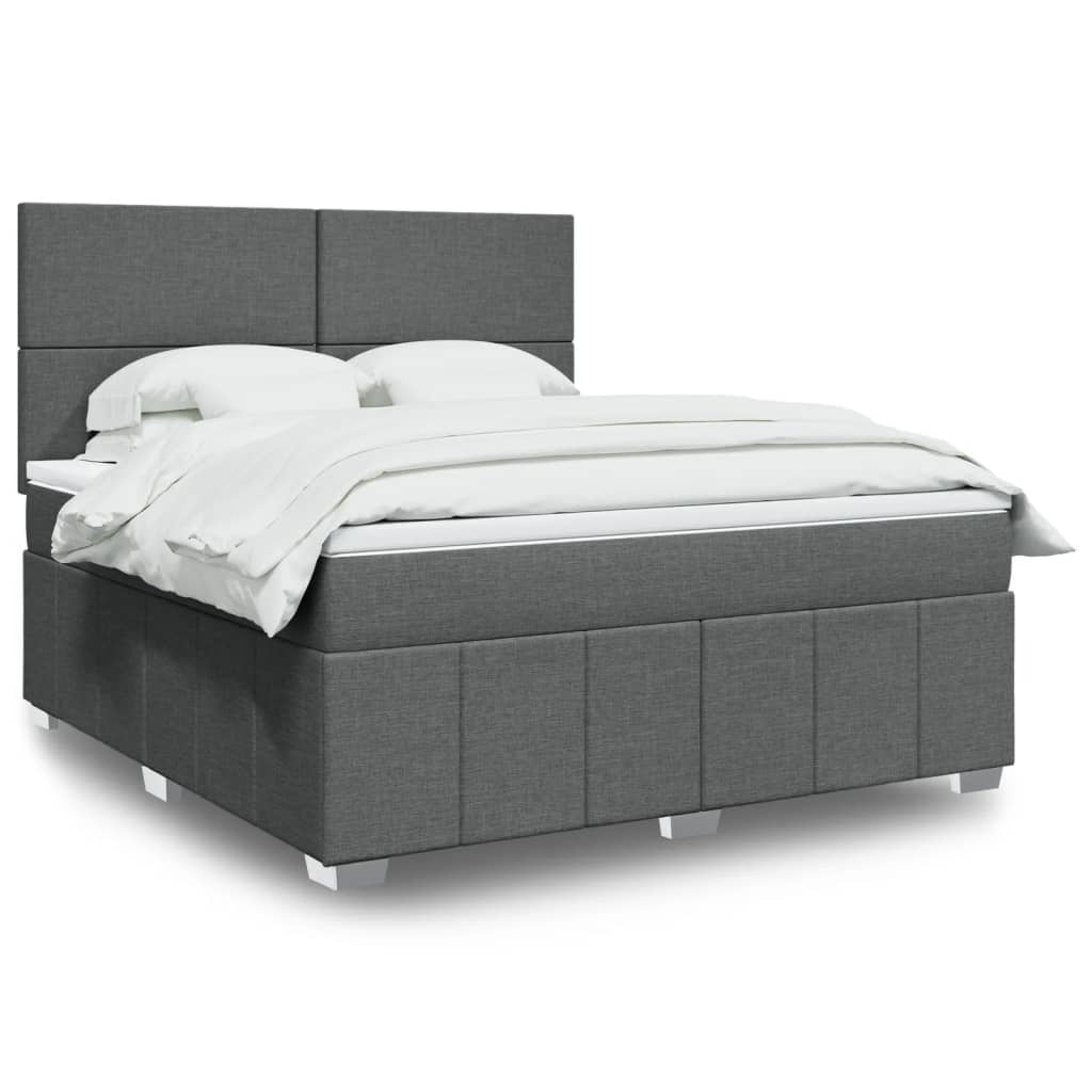 Sommier à lattes de lit avec matelas Gris foncé 180x200cm Tissu - XIOS