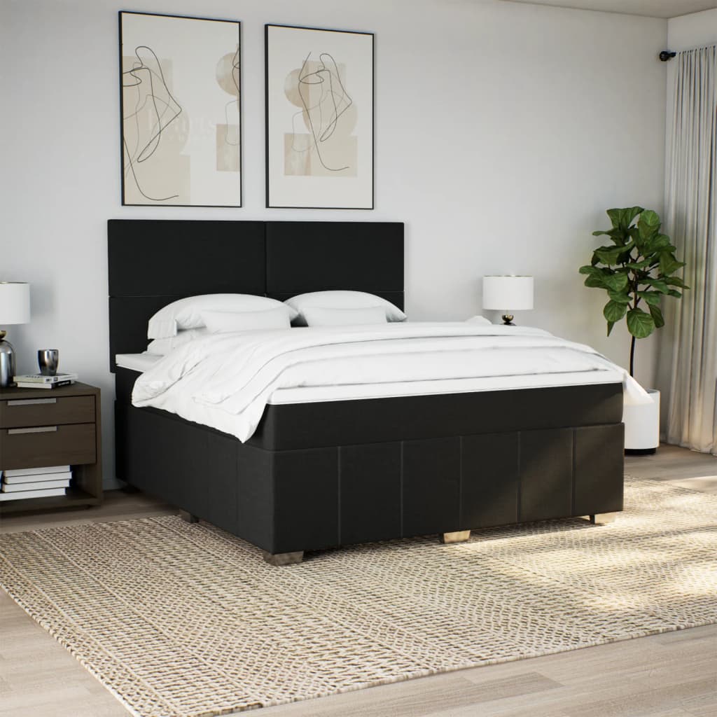 Sommier à lattes de lit avec matelas Noir 180x200 cm Tissu - XIOS