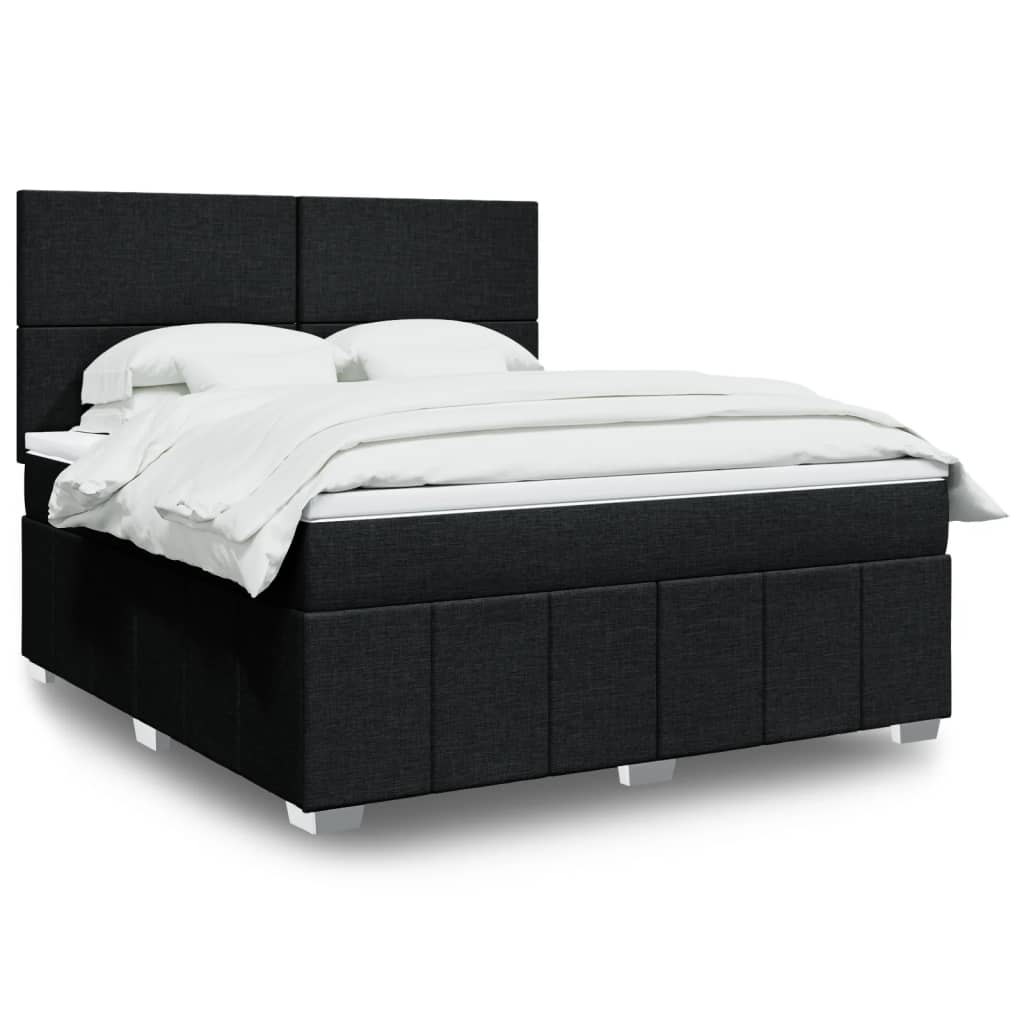 Sommier à lattes de lit avec matelas Noir 180x200 cm Tissu - XIOS