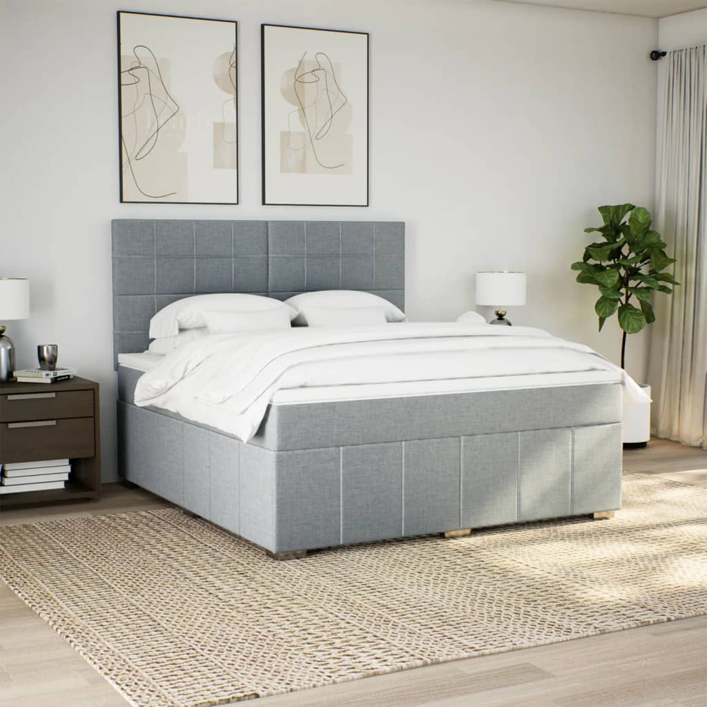 Sommier à lattes de lit avec matelas Gris clair 180x200cm Tissu - XIOS