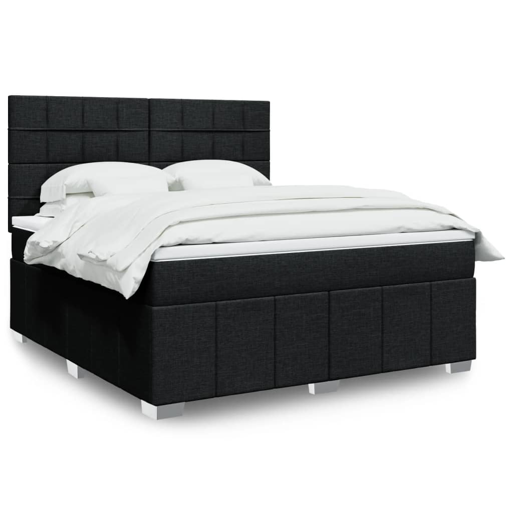 Sommier à lattes de lit avec matelas Noir 180x200 cm Tissu - XIOS