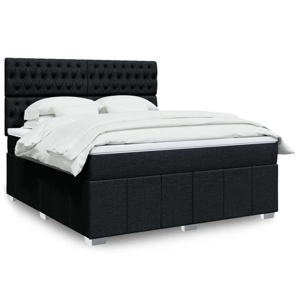 Sommier à lattes de lit avec matelas Noir 180x200 cm Tissu - XIOS