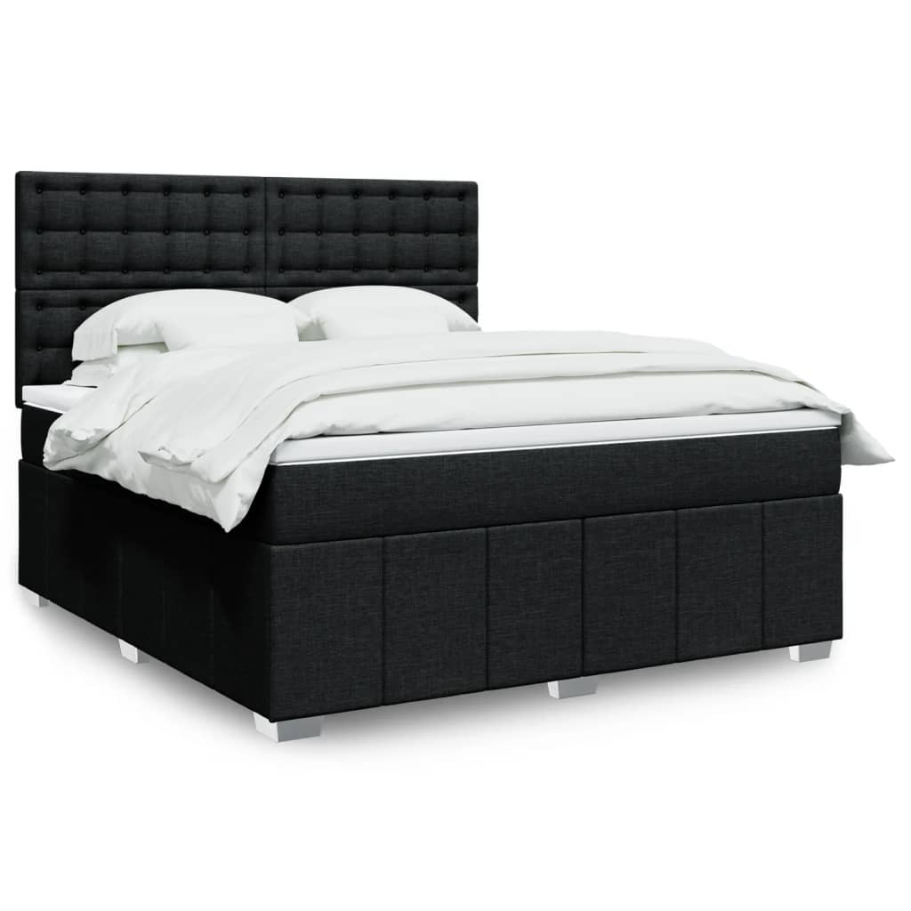Sommier à lattes de lit avec matelas Noir 180x200 cm Tissu - XIOS