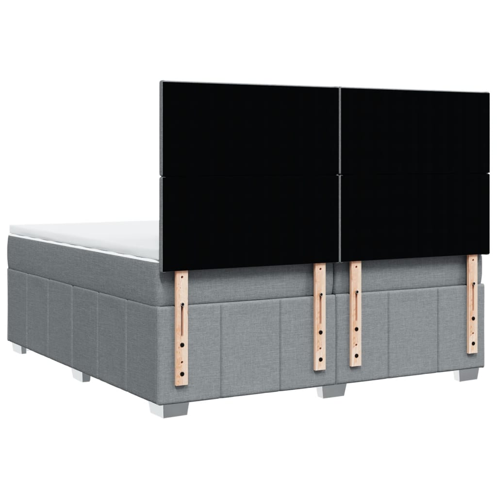 Sommier à lattes de lit avec matelas Gris clair 200x200cm Tissu - XIOS