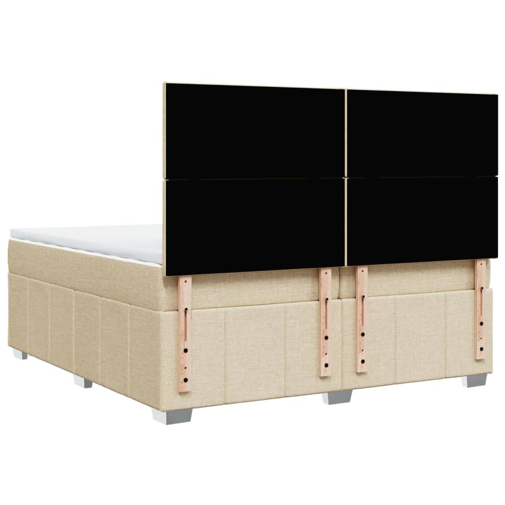 Sommier à lattes de lit avec matelas Crème 200x200 cm Tissu - XIOS