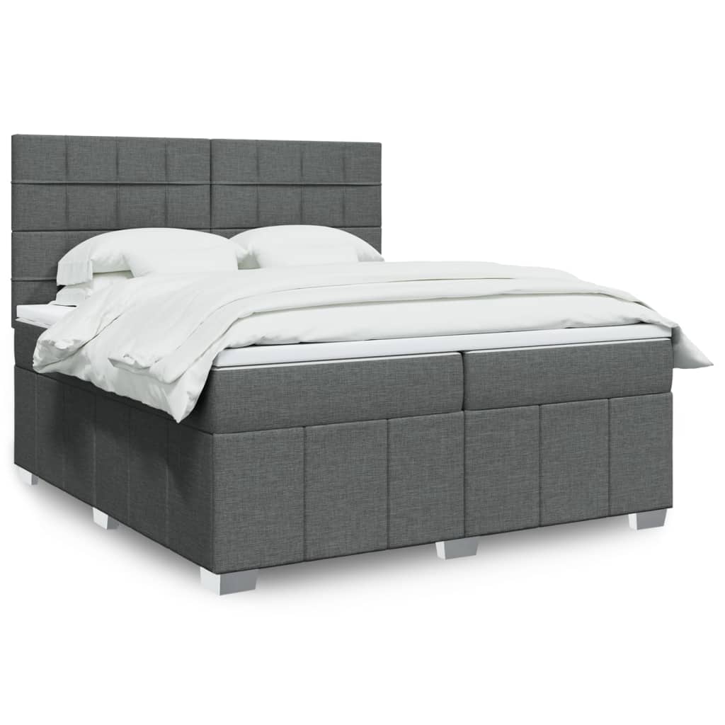 Sommier à lattes de lit avec matelas Gris foncé 200x200cm Tissu - XIOS