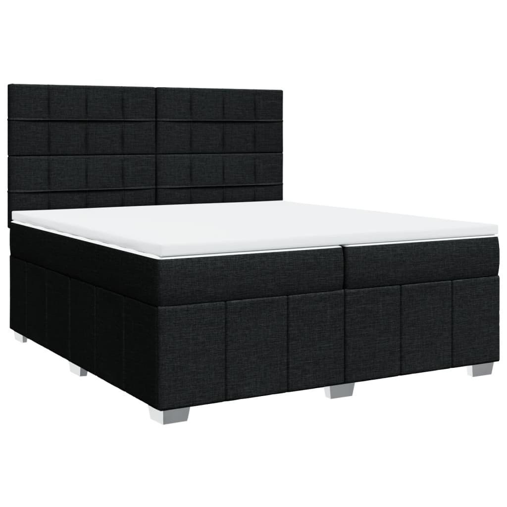 Sommier à lattes de lit avec matelas Noir 200x200 cm Tissu - XIOS