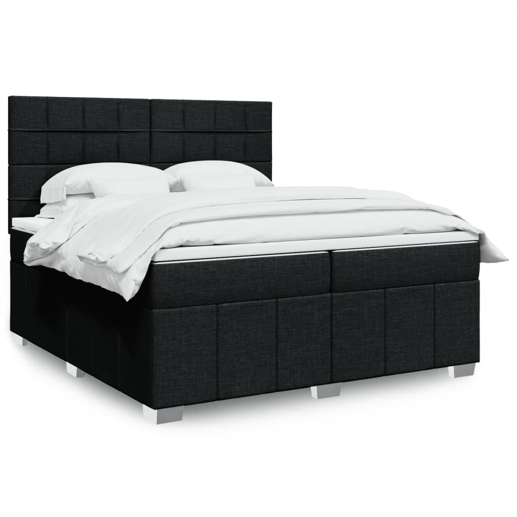 Sommier à lattes de lit avec matelas Noir 200x200 cm Tissu - XIOS