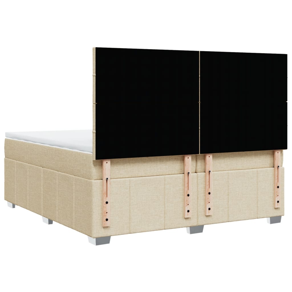 Sommier à lattes de lit avec matelas Crème 200x200 cm Tissu - XIOS