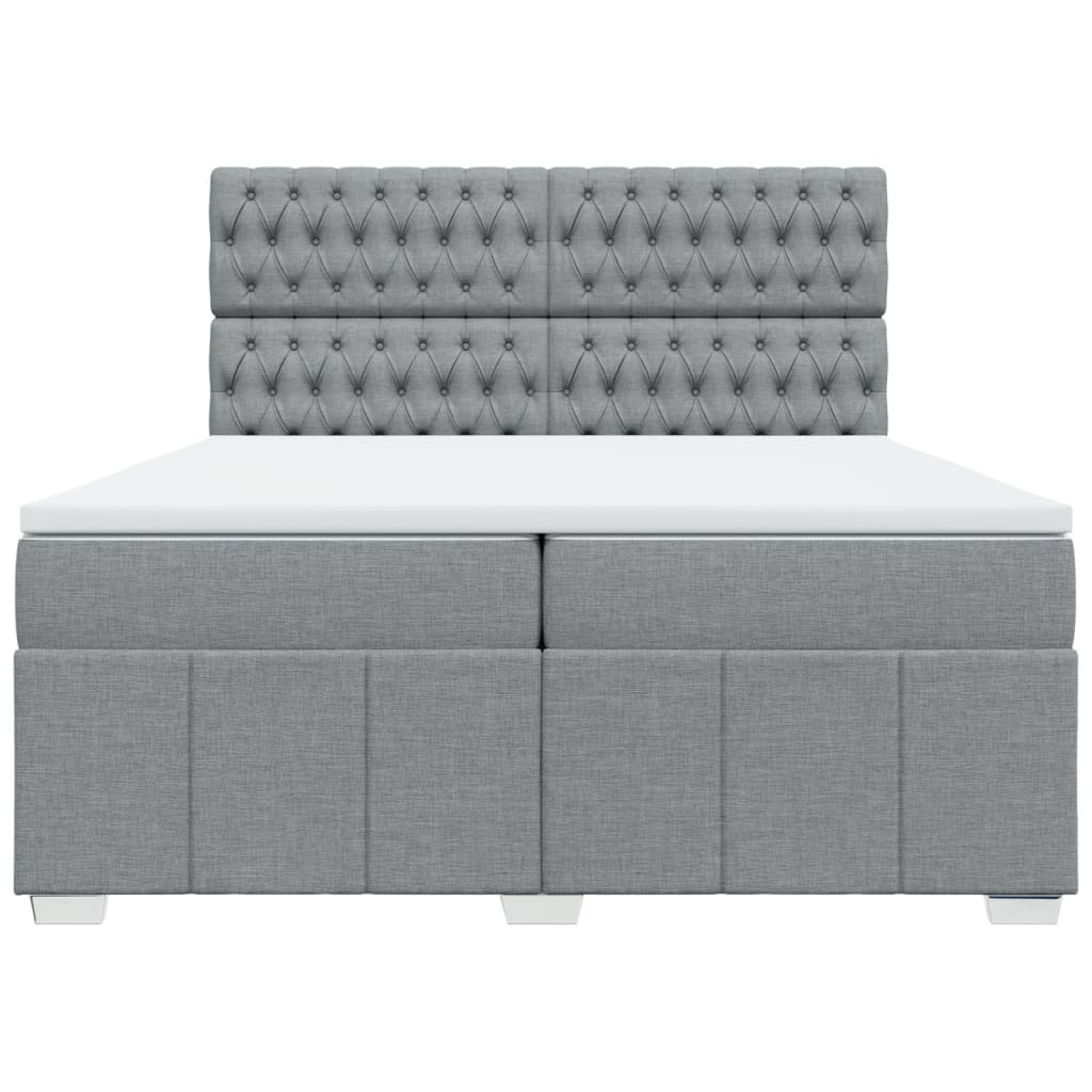 Sommier à lattes de lit avec matelas Gris clair 200x200cm Tissu - XIOS