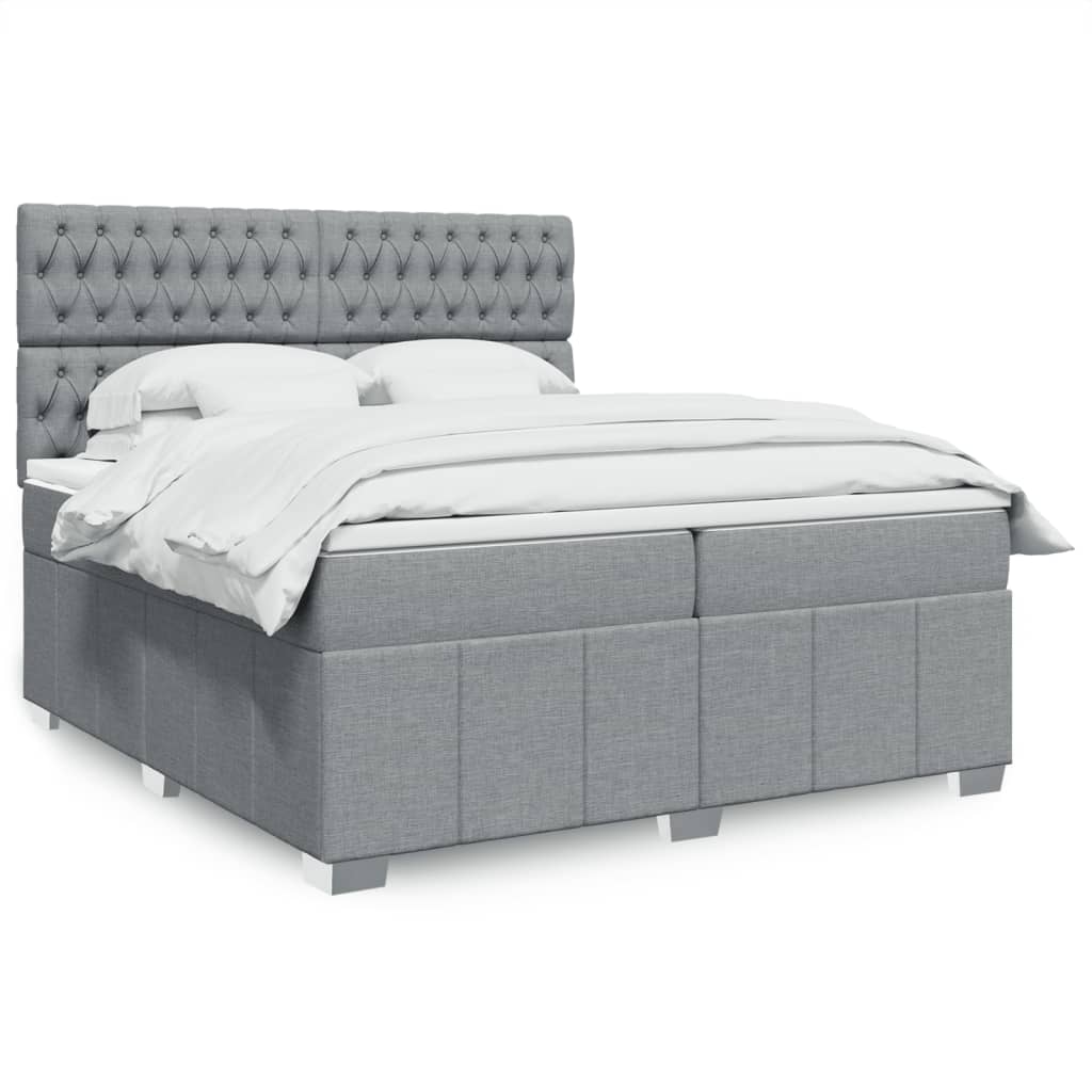 Sommier à lattes de lit avec matelas Gris clair 200x200cm Tissu - XIOS