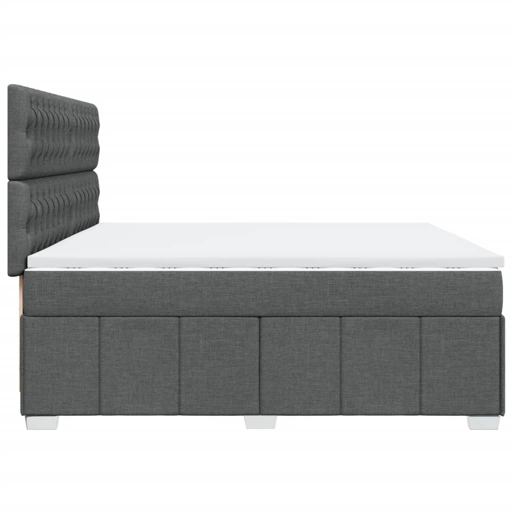 Sommier à lattes de lit avec matelas Gris foncé 200x200cm Tissu - XIOS