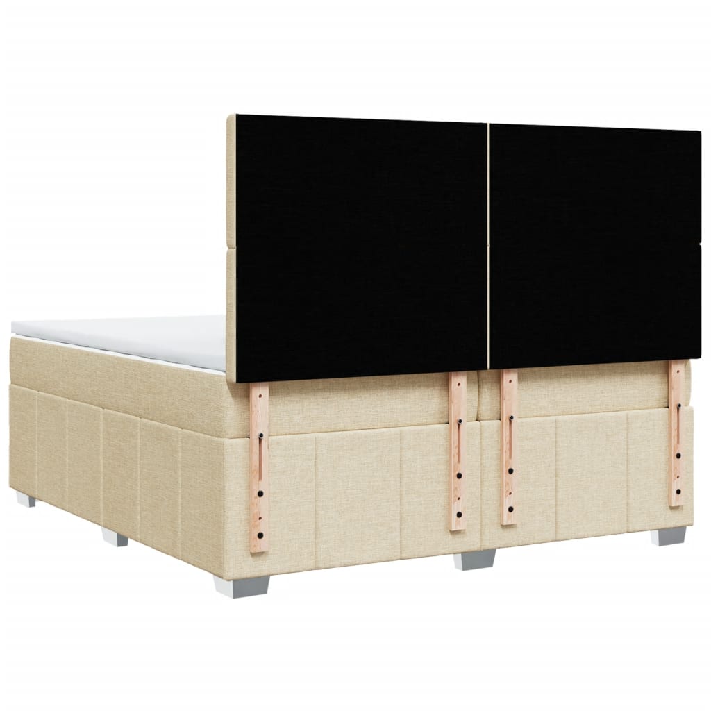 Sommier à lattes de lit avec matelas Crème 200x200 cm Tissu - XIOS